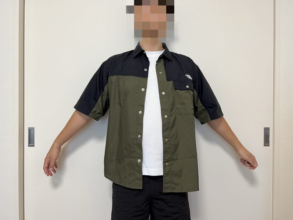 正面 Mサイズ着用 ボタンを開けて