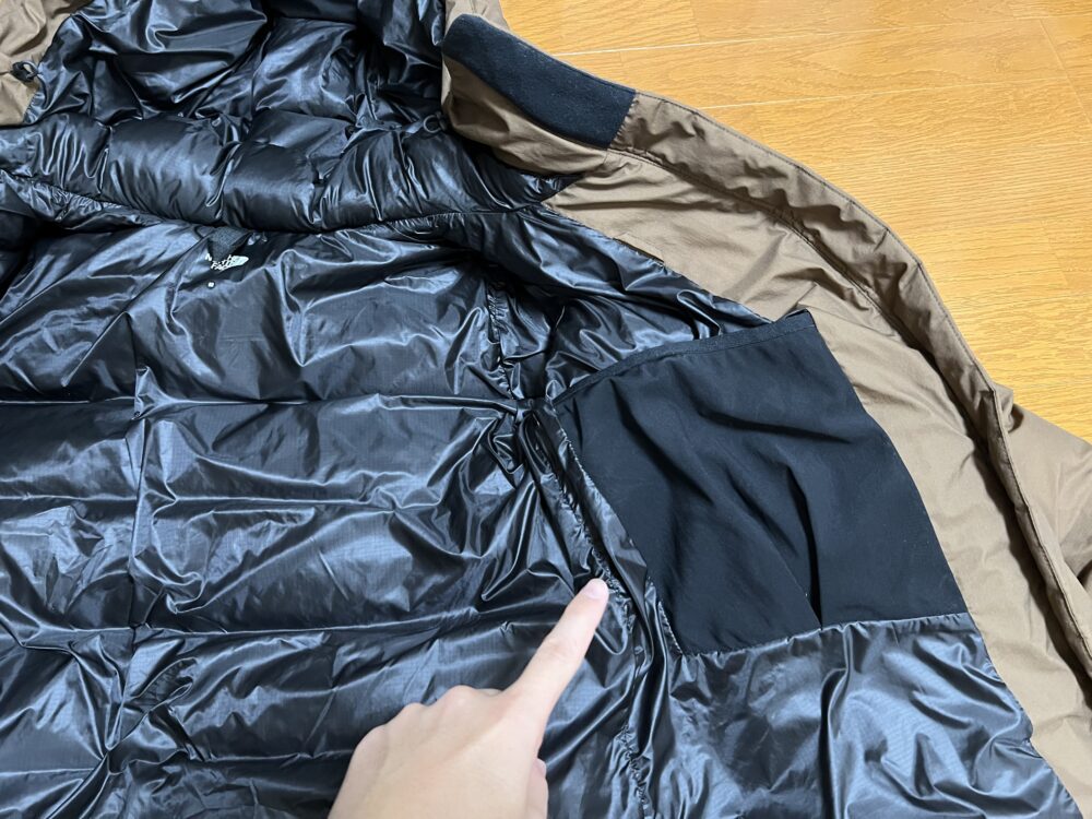ジッパー無しの内ポケット