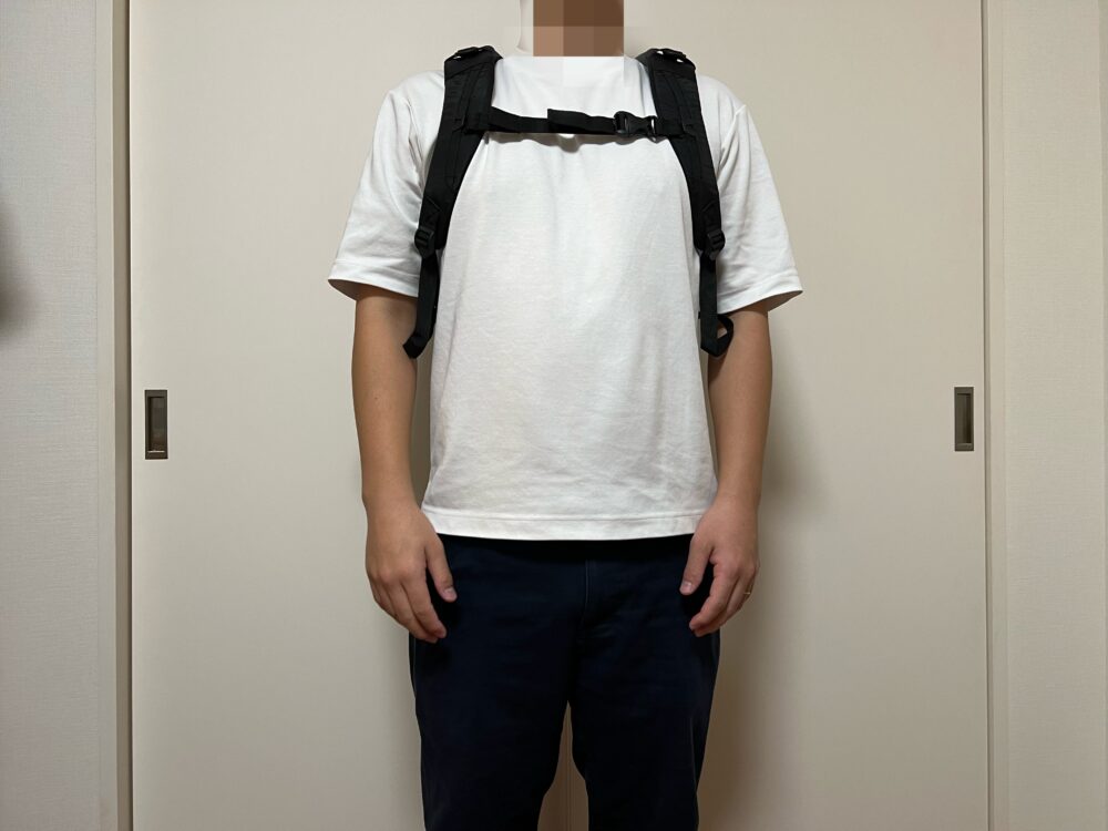 チェストベルトを付けて