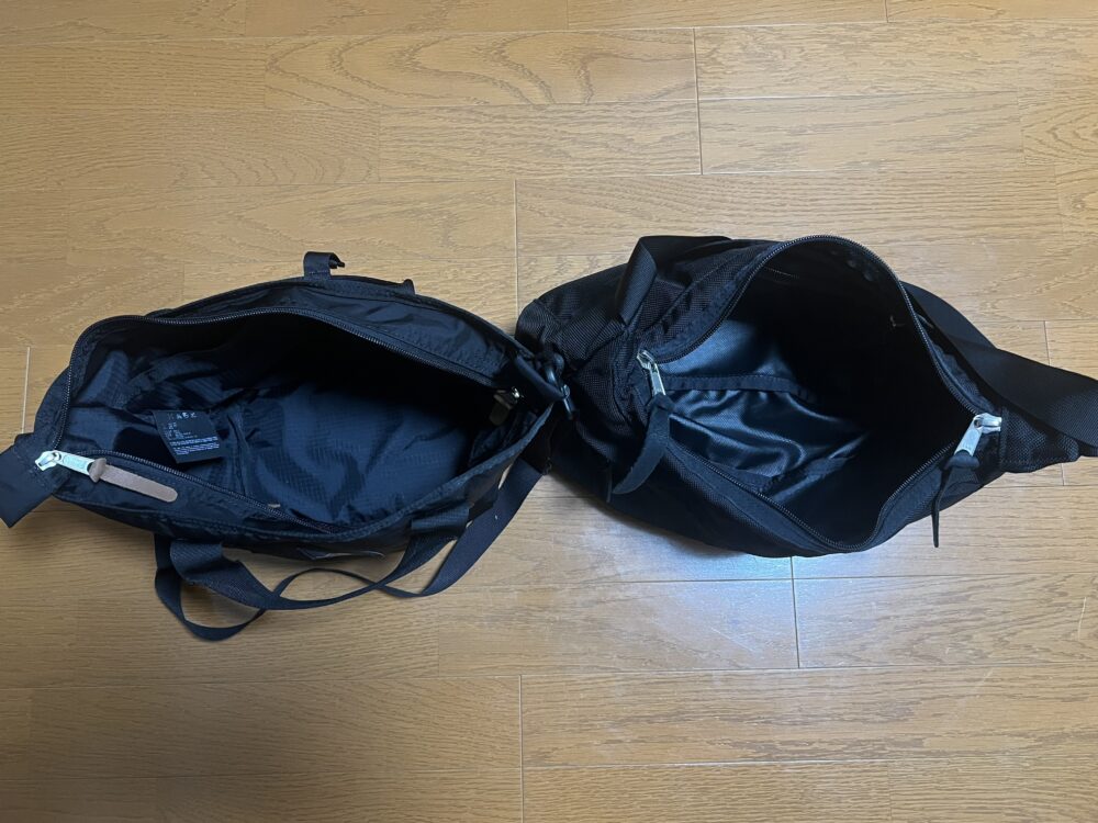 左がボートトートS　右がサッチェルM